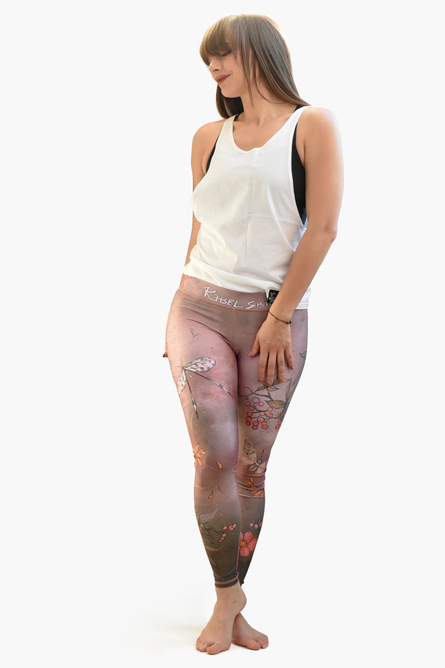 Pastel low-rise leggings with artwork by tattoo artist Neski