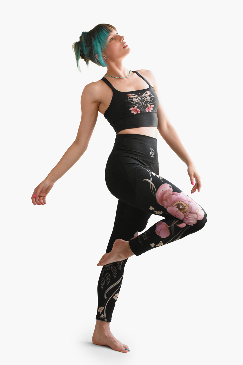 PREMIUM leggings - retro flowers <em>(by Magdalena Pliszka)</em> (Kopia) - Image 2